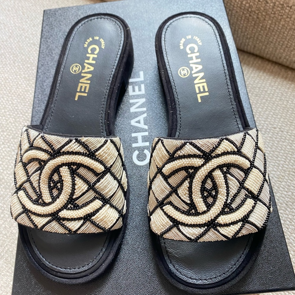 EUC, Used ONCE! Chanel embroidered mules! Sold out everywhere!